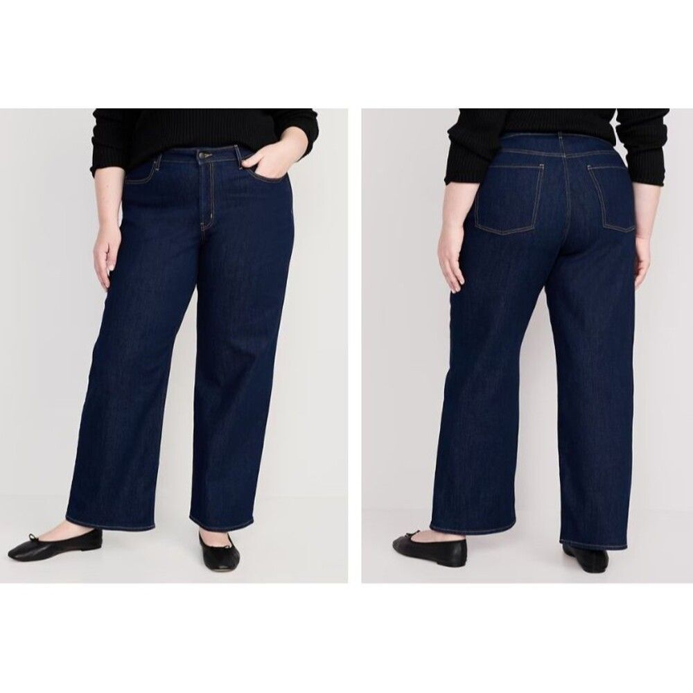 NWT Old Navy WOW Wide Leg Jeans Womens Sz 20 Blue Dark Wash High Rise
